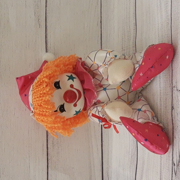 It’s A Small World Musical Wind Up Moving Head Clown 80s White Pink Orange Blue - Picture 1 of 14